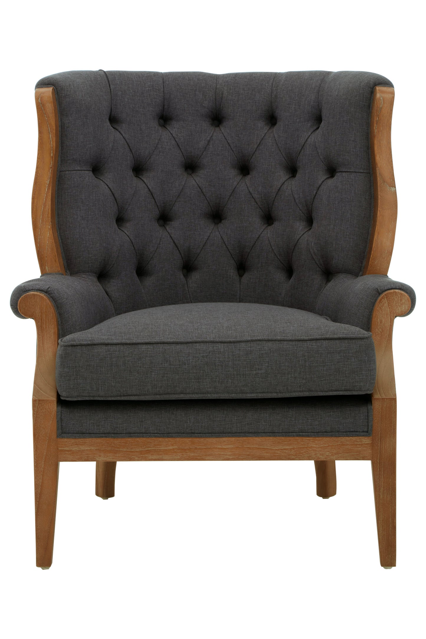 Lille Graphite Grey Armchair with Tufted Back