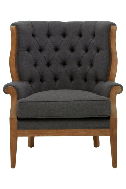 Lille Graphite Grey Armchair with Tufted Back