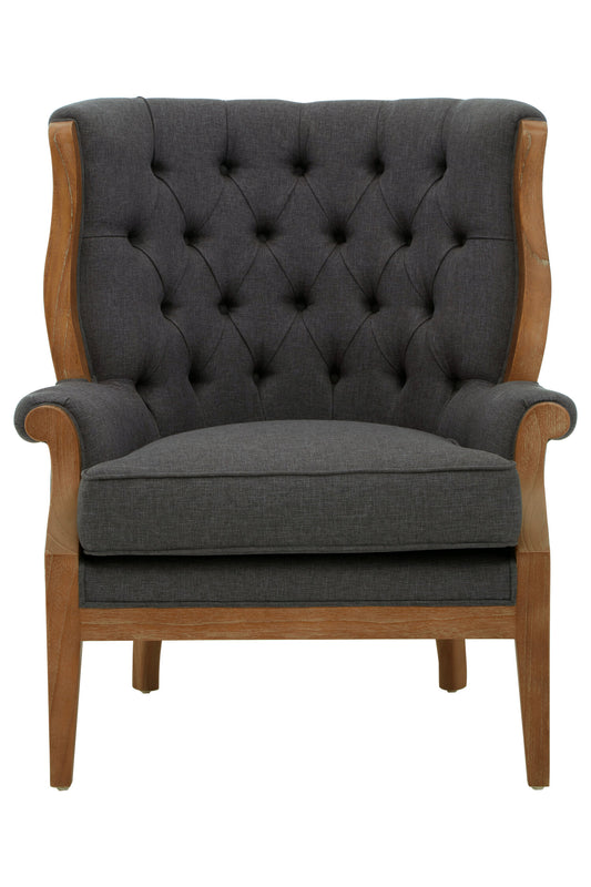 Lille Graphite Grey Armchair with Tufted Back