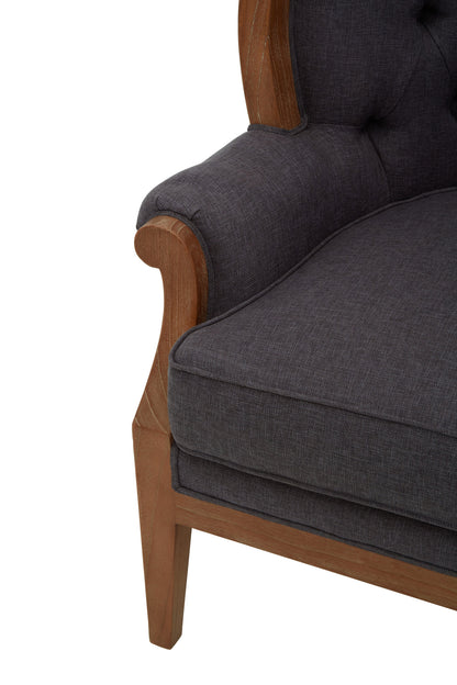 Lille Graphite Grey Armchair with Tufted Back