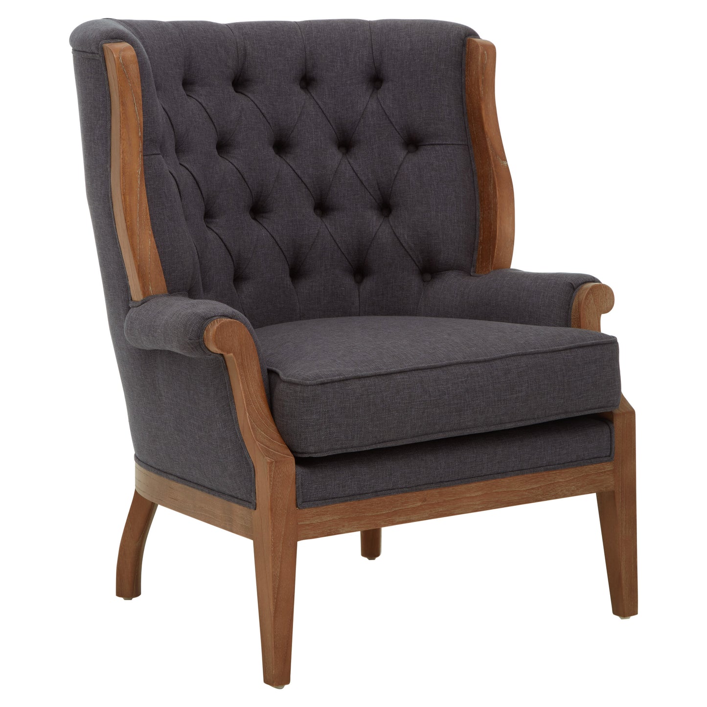 Lille Graphite Grey Armchair with Tufted Back
