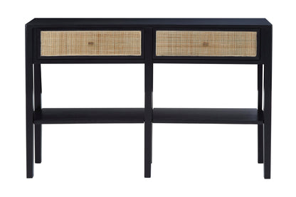 Corsica Black Rattan 2 Drawer Console Table