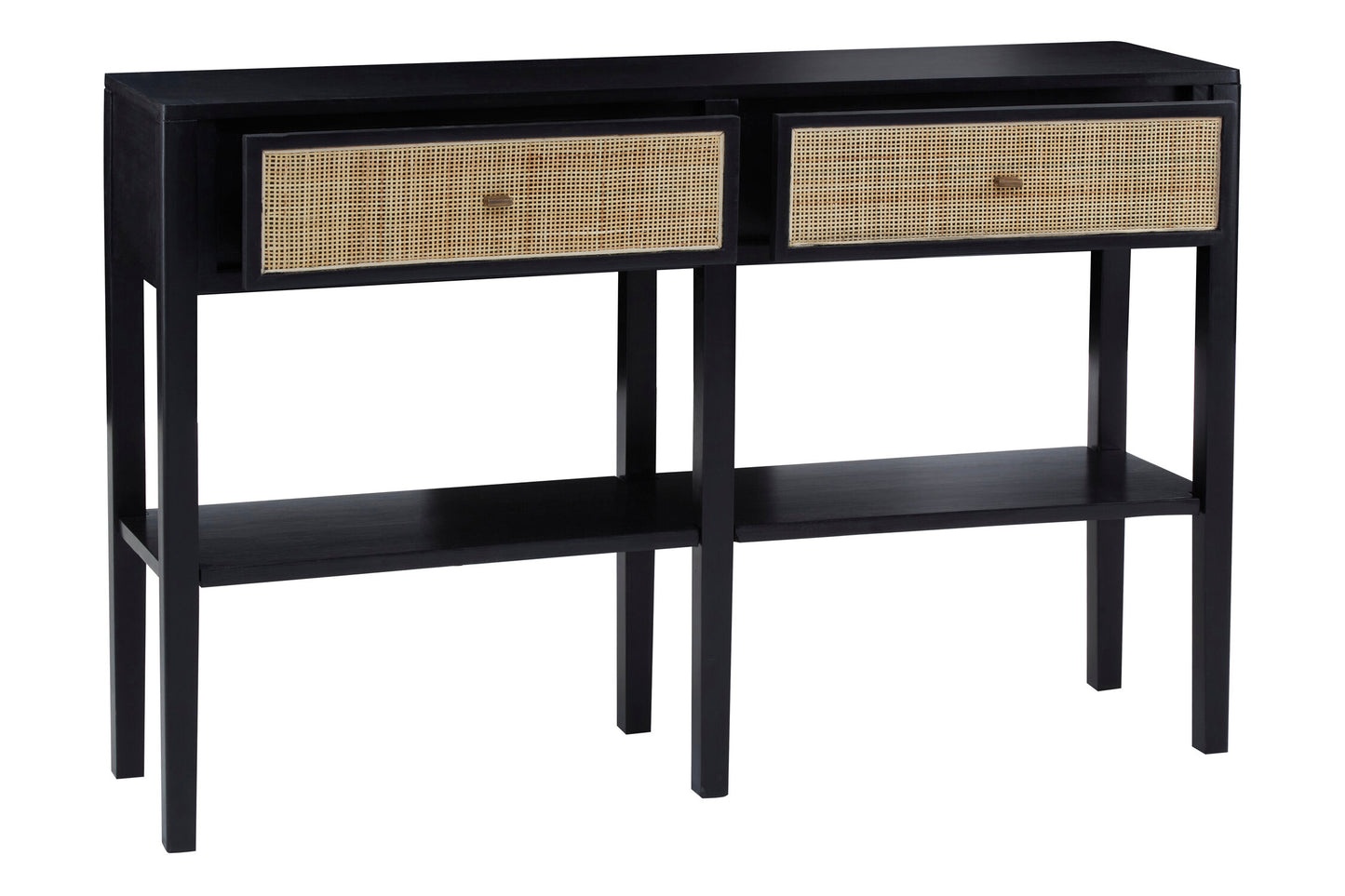 Corsica Black Rattan 2 Drawer Console Table | Bali & Blue