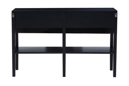 Corsica Black Rattan 2 Drawer Console Table | Bali & Blue