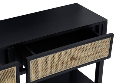 Corsica Black Rattan 2 Drawer Console Table