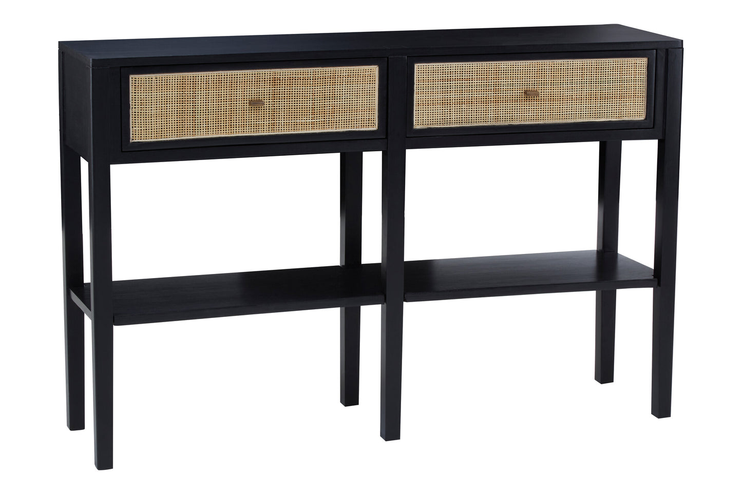 Corsica Black Rattan 2 Drawer Console Table