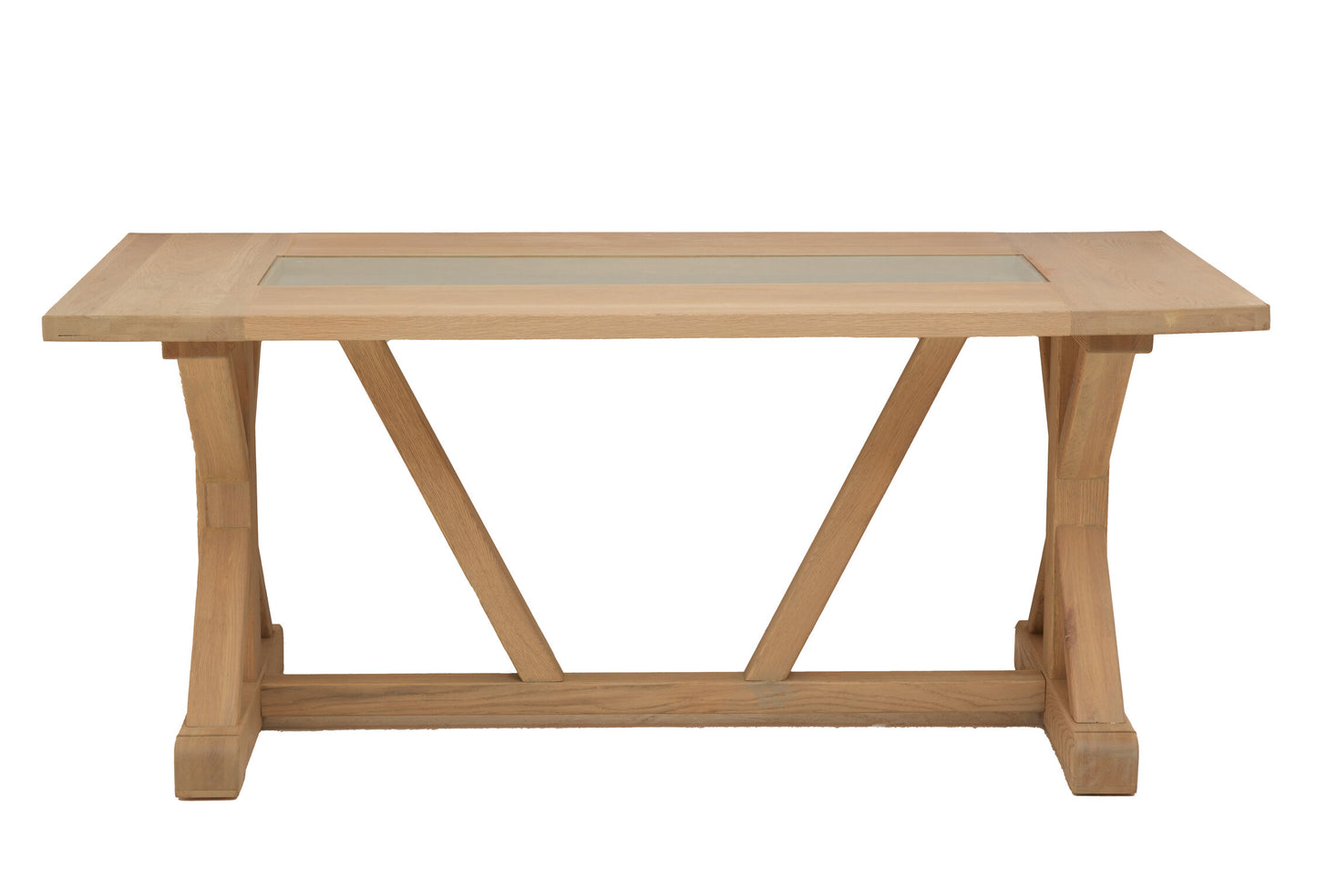 Austin Washed Grey Oak Wood and Glass Dining Table | Bali & Blue