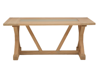 Austin Washed Grey Oak Wood and Glass Dining Table | Bali & Blue