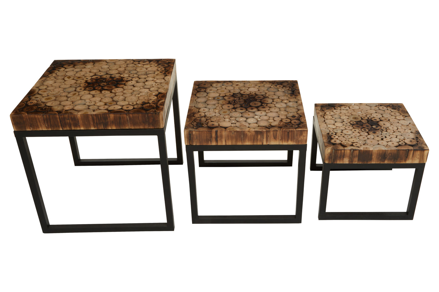 Bankok Mosaic Teak Wood Set Of 3 Nesting Tables