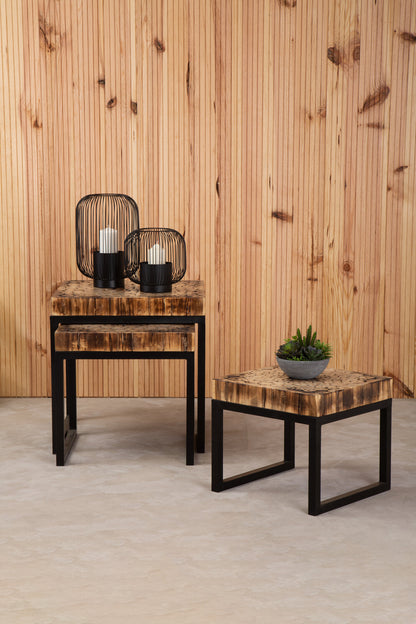 Bankok Mosaic Teak Wood Set Of 3 Nesting Tables