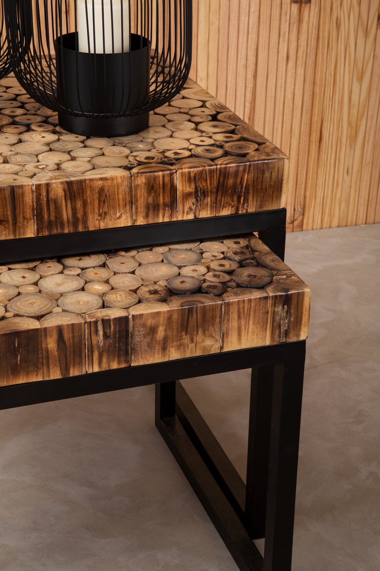 Bankok Mosaic Teak Wood Set Of 3 Nesting Tables