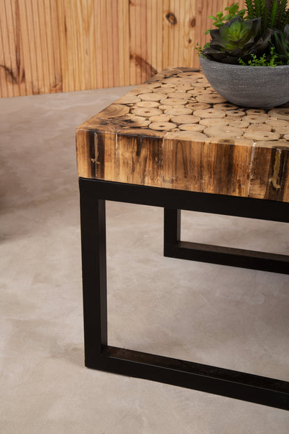 Bankok Mosaic Teak Wood Set Of 3 Nesting Tables