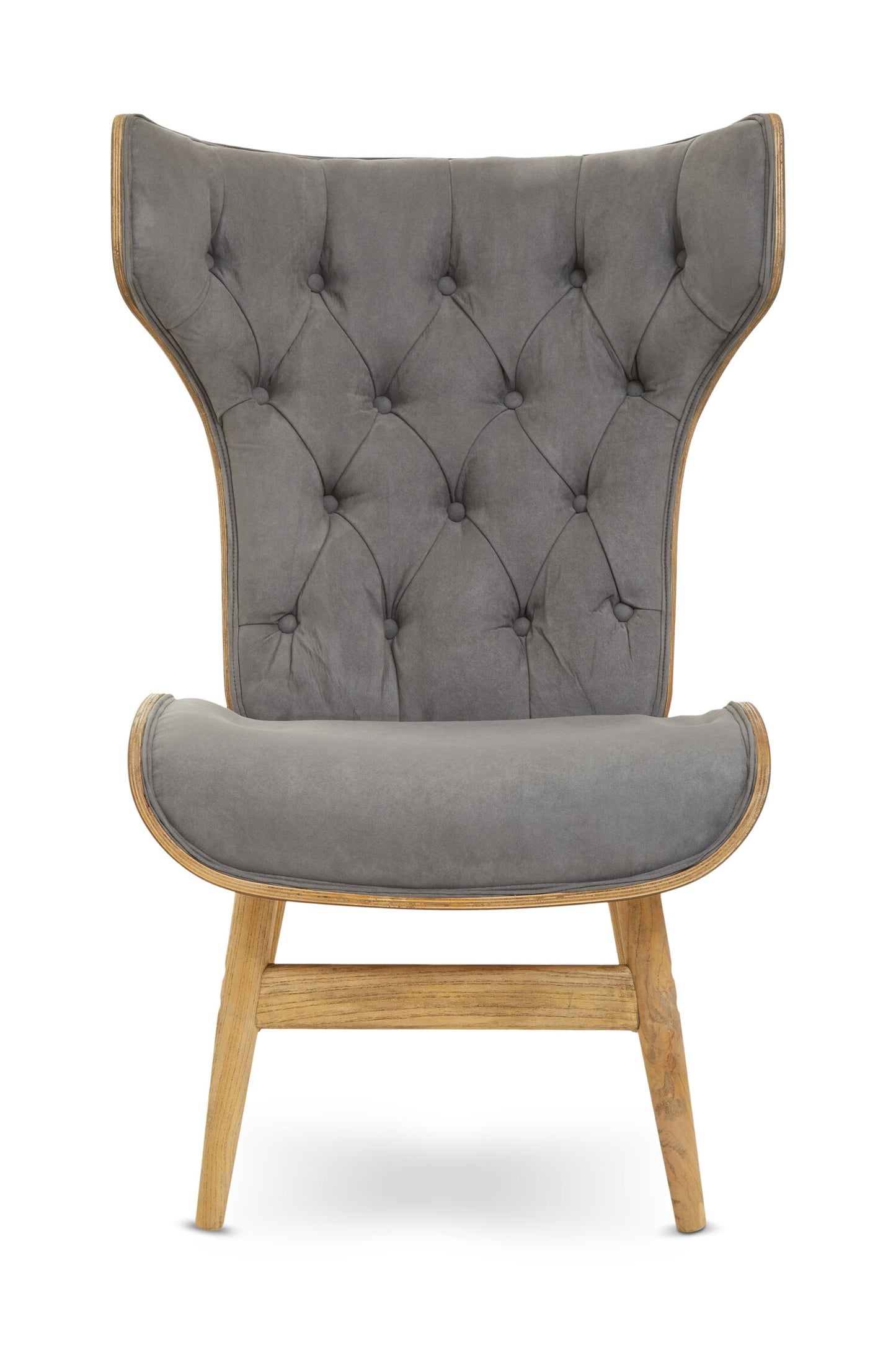 Stefan Grey Velvet Retro Chair Wing Back Chair