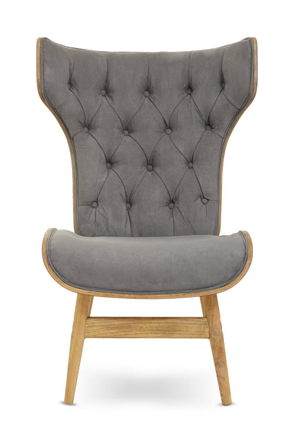 Stefan Grey Velvet Retro Chair Wing Back Chair