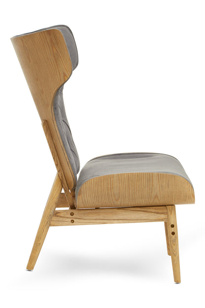 Stefan Grey Velvet Retro Chair Wing Back Chair