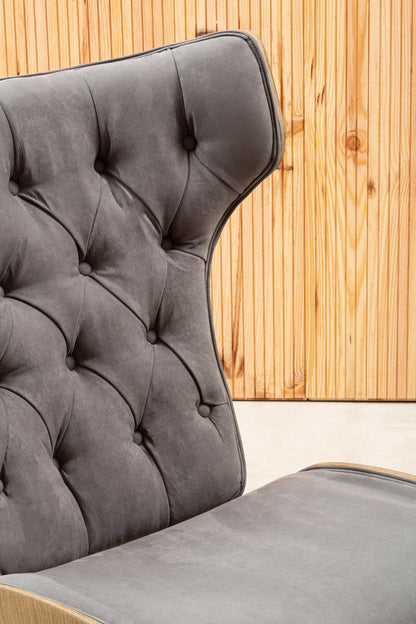 Stefan Grey Velvet Retro Chair Wing Back Chair
