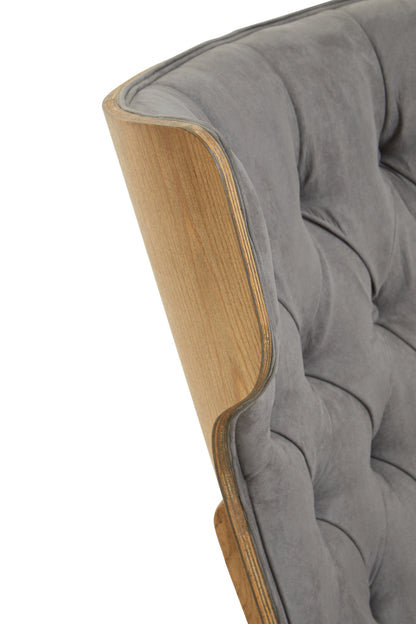 Stefan Grey Velvet Retro Chair Wing Back Chair