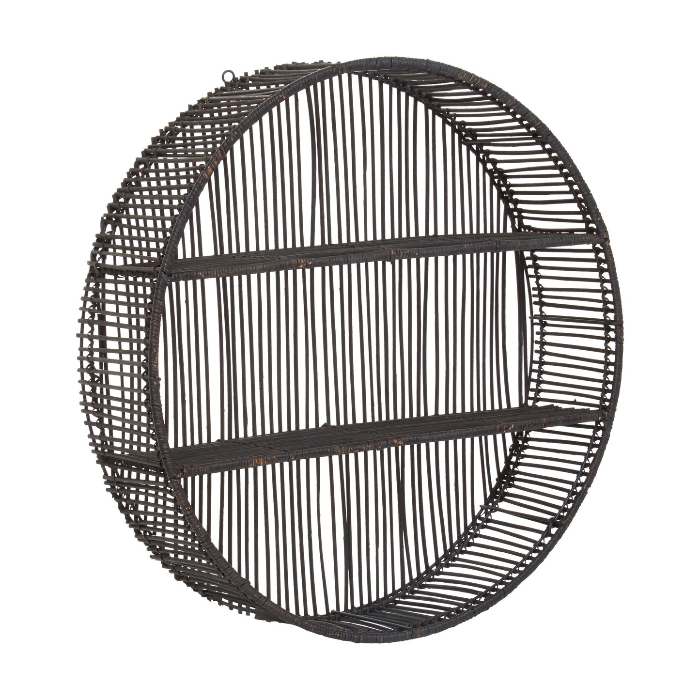 Congo Large Black Rattan Wall Shelf