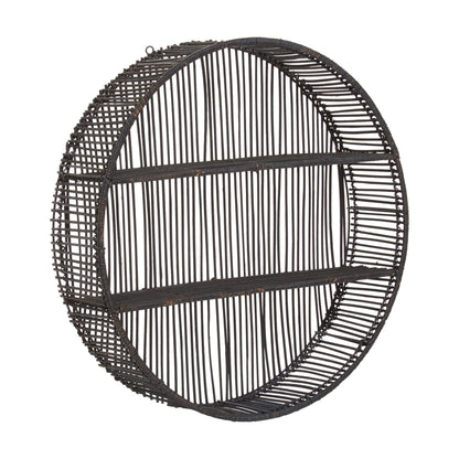 Congo Large Black Rattan Wall Shelf