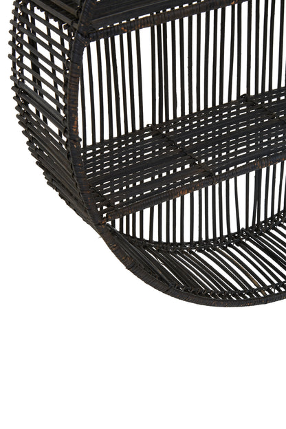 Congo Large Black Rattan Wall Shelf