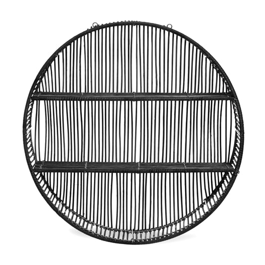 Congo Large Black Rattan Wall Shelf