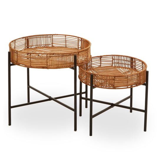 Congo Set Of 2 Natural Rattan Side Tables