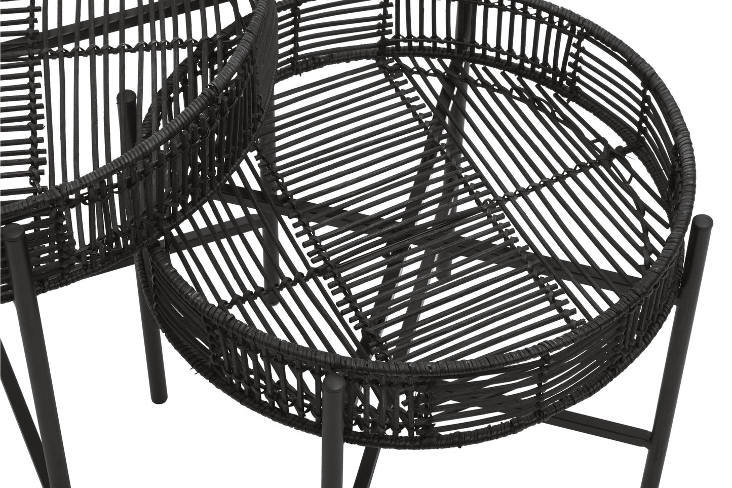 Congo Set Of 2 Black Rattan Side Tables