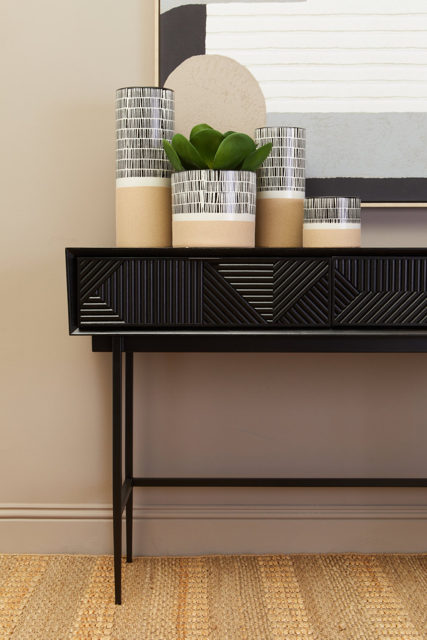 Antonio Black Finish Console Table with 2 Drawers