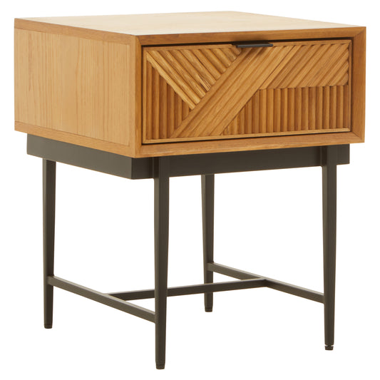 Antonio Natural Finish Side Table with 1 Drawer