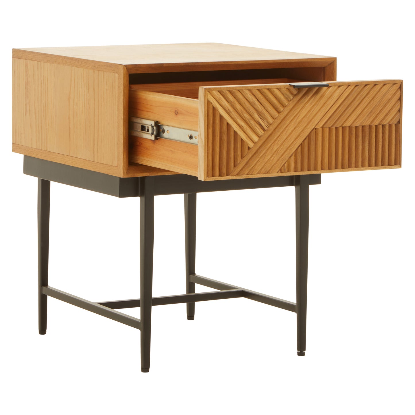Antonio Natural Finish Side Table with 1 Drawer