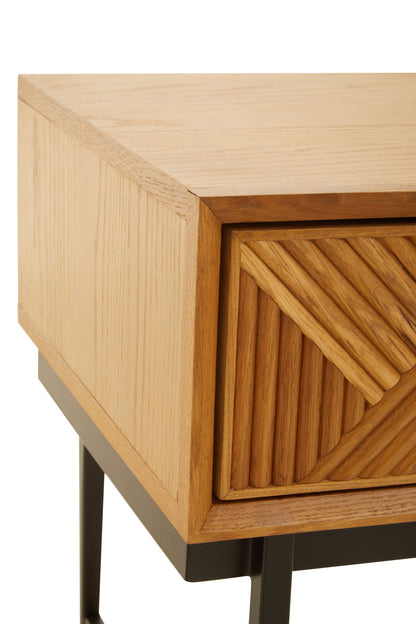 Antonio Natural Finish Side Table with 1 Drawer