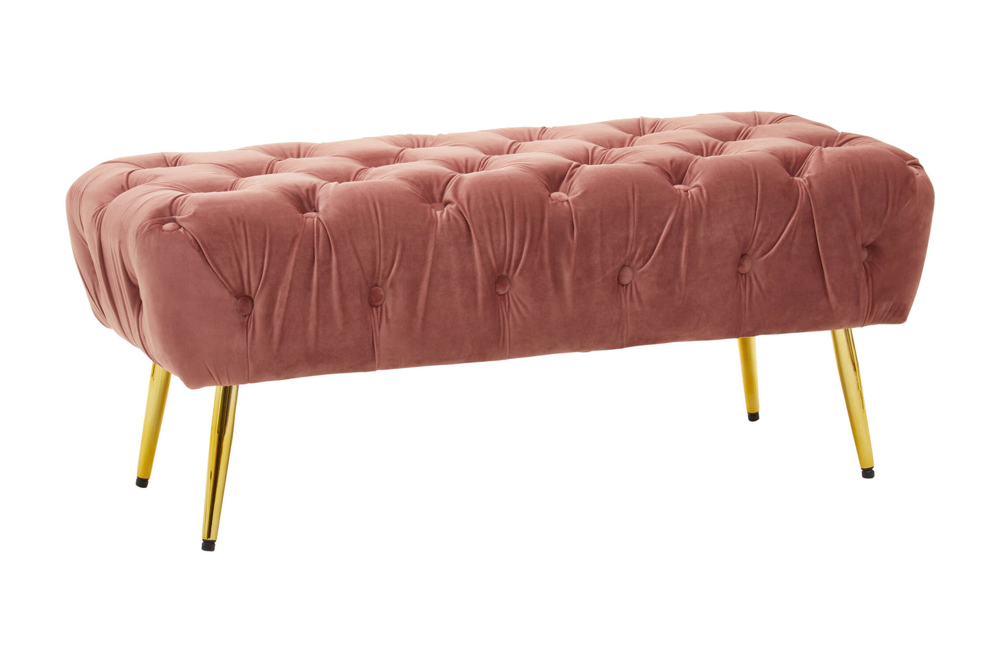 Rumi Dusty Pink Velvet Bench with Gold Legs