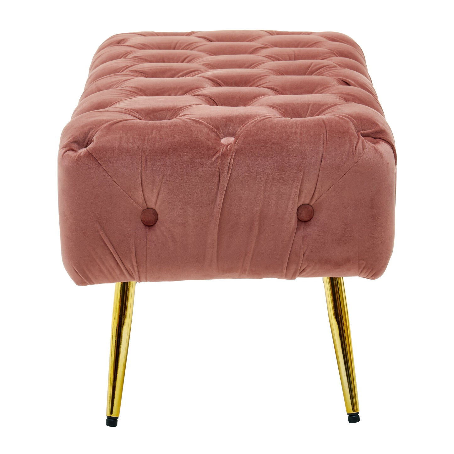 Rumi Dusty Pink Velvet Bench with Gold Legs
