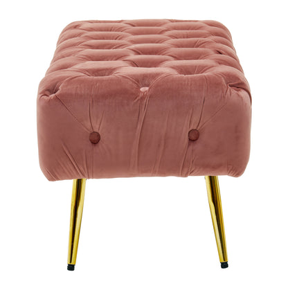 Rumi Dusty Pink Velvet Bench with Gold Legs