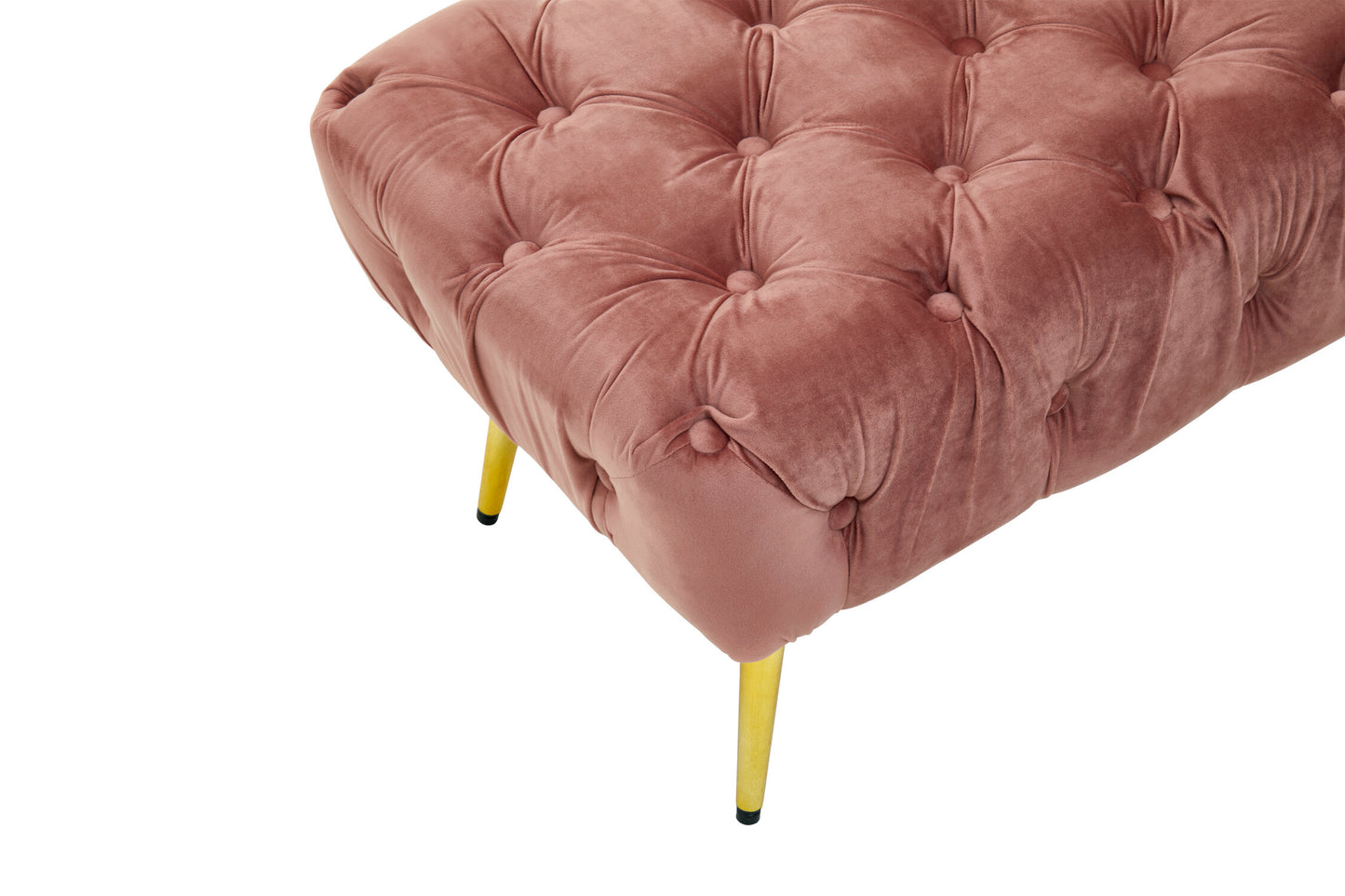 Rumi Dusty Pink Velvet Bench with Gold Legs