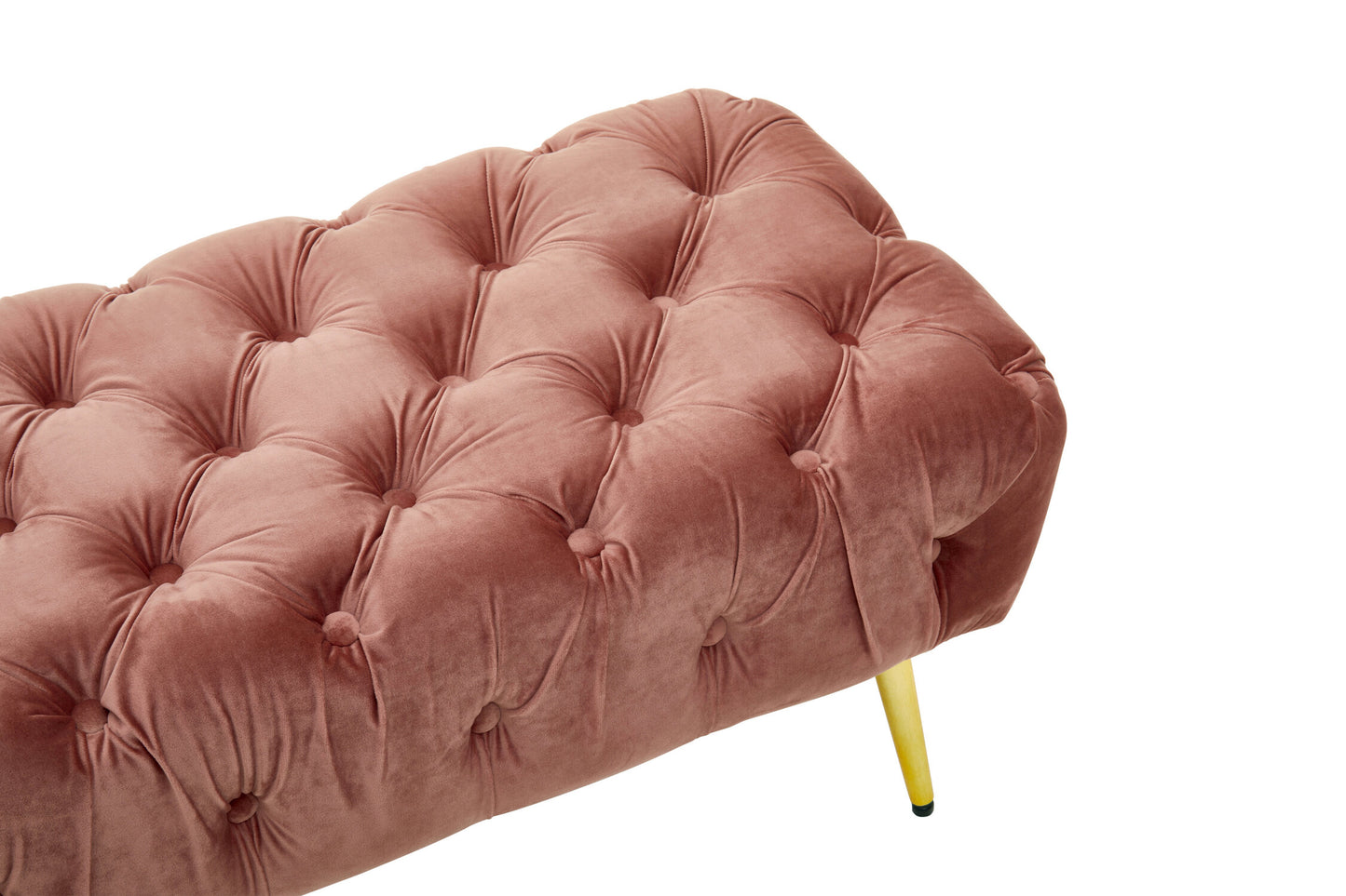 Rumi Dusty Pink Velvet Bench with Gold Legs