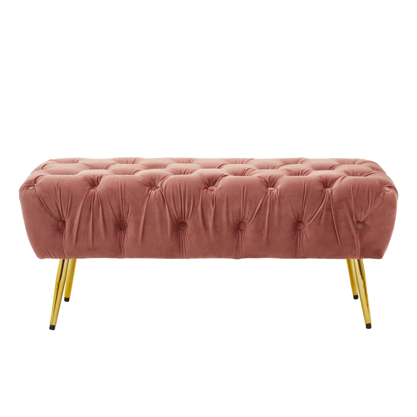 Rumi Dusty Pink Velvet Bench with Gold Legs