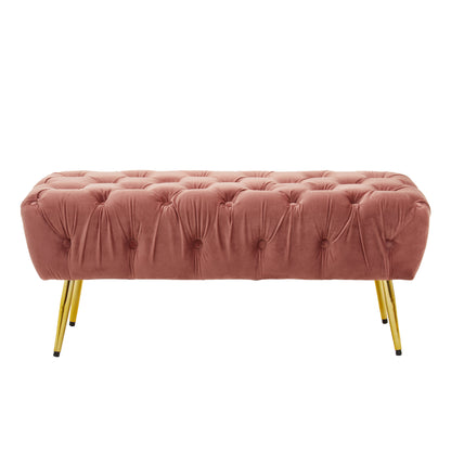 Rumi Dusty Pink Velvet Bench with Gold Legs