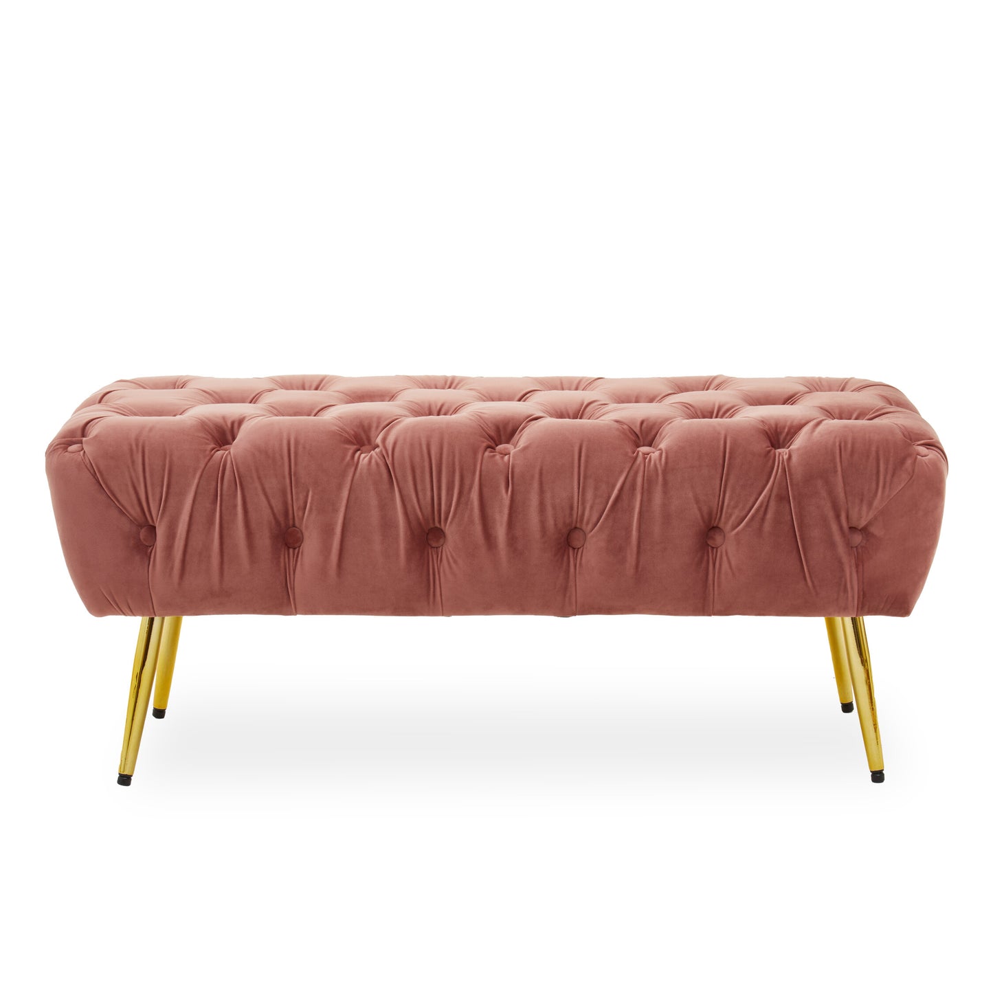 Rumi Dusty Pink Velvet Bench with Gold Legs