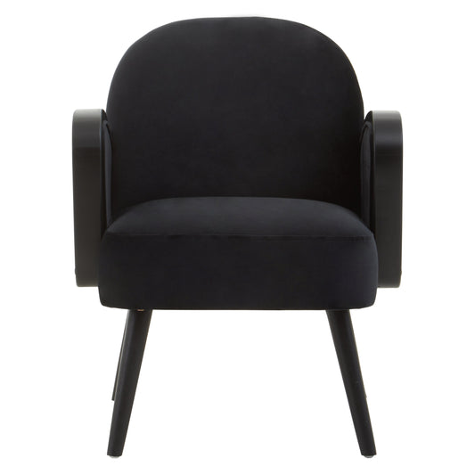 Ballo Black Velvet and Rattan Armchair