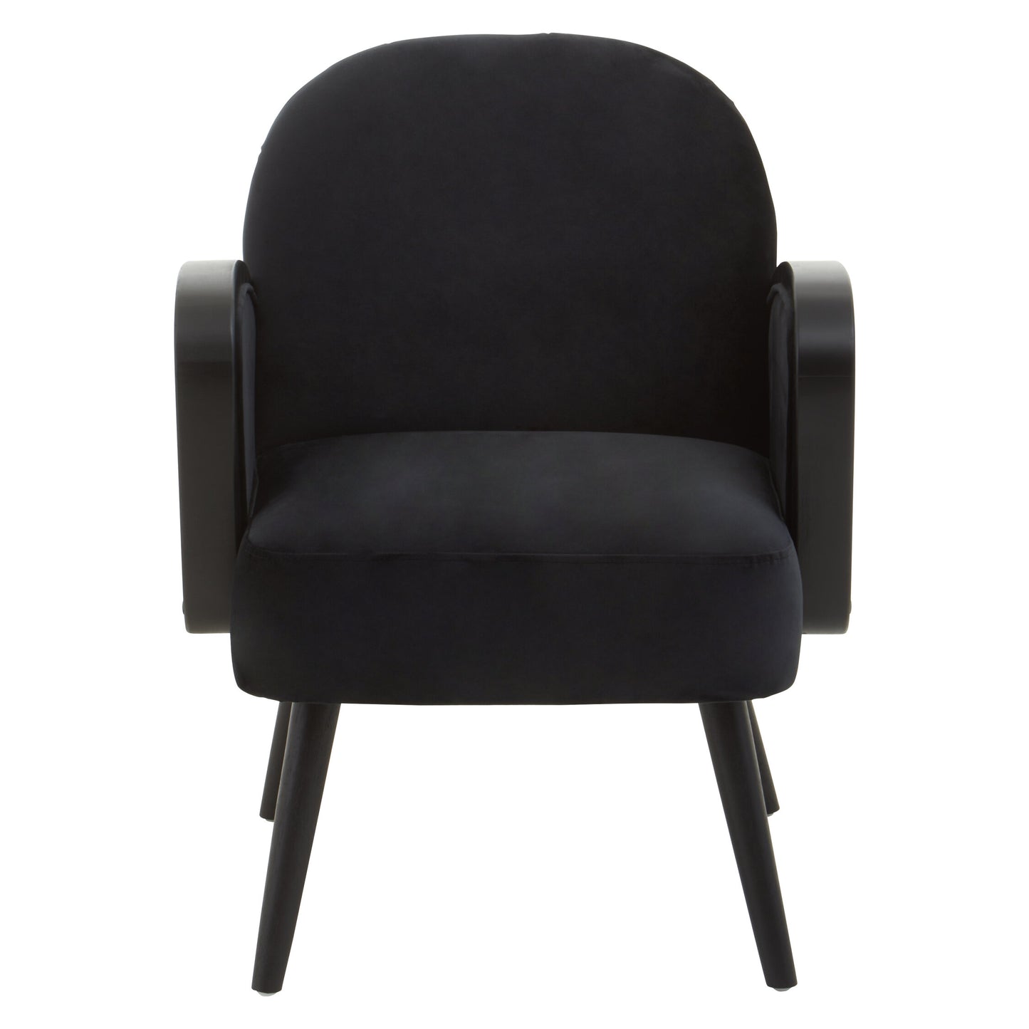 Ballo Black Velvet and Rattan Armchair