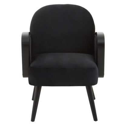 Ballo Black Velvet and Rattan Armchair