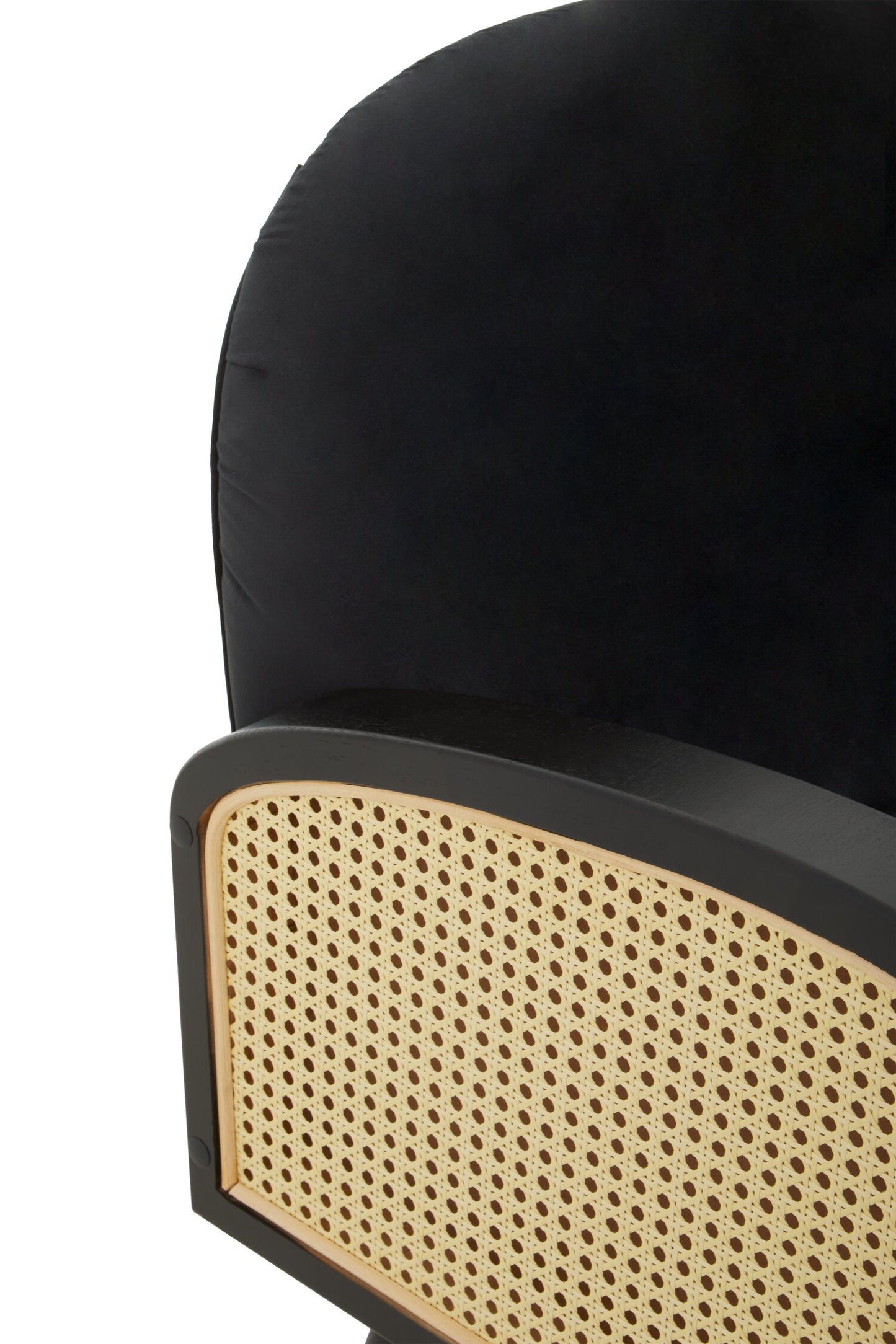 Ballo Black Velvet and Rattan Armchair