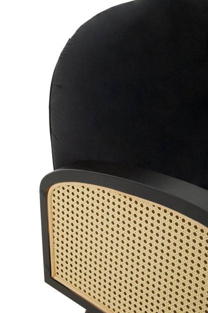 Ballo Black Velvet and Rattan Armchair