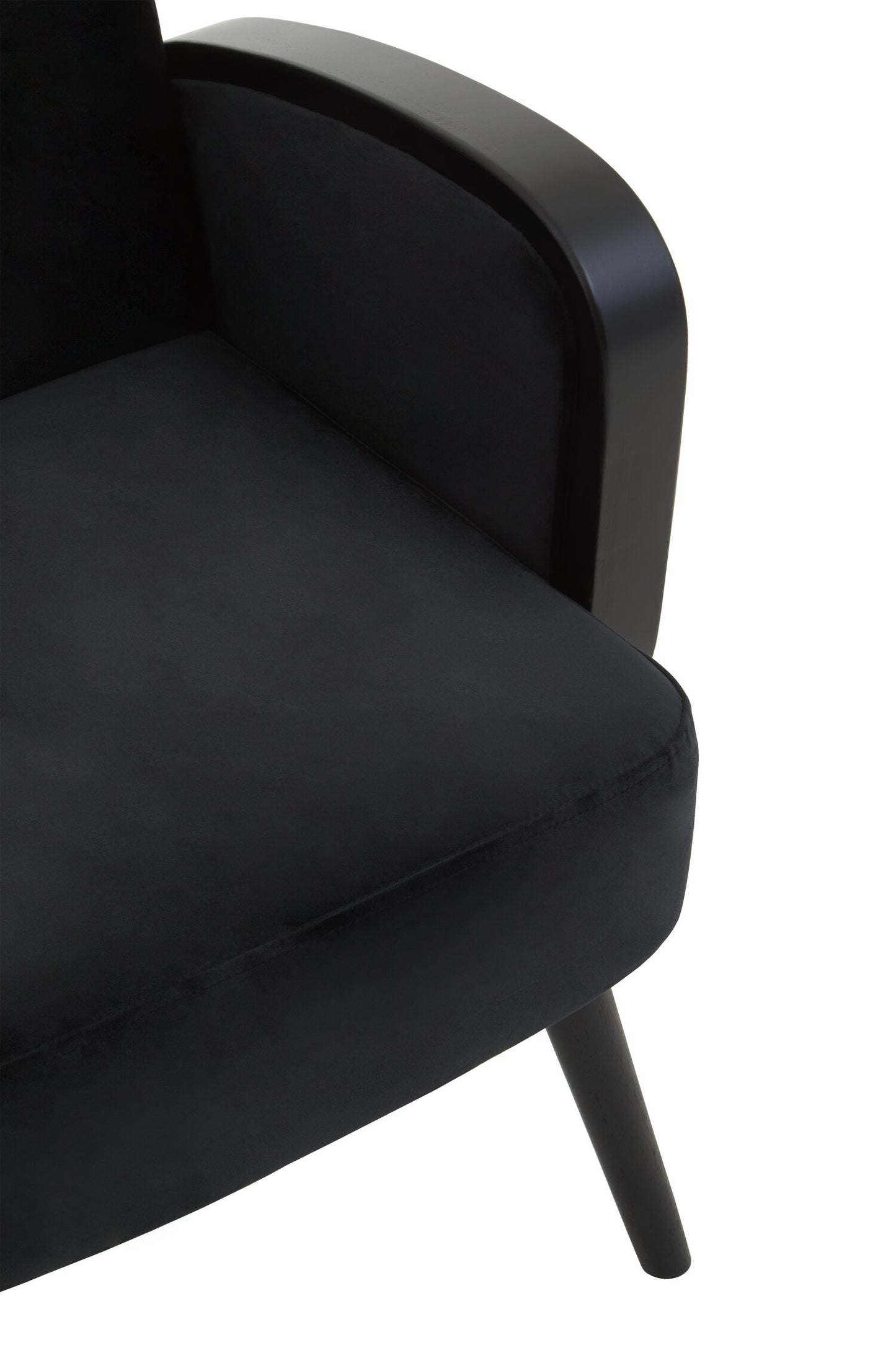 Ballo Black Velvet and Rattan Armchair