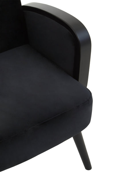 Ballo Black Velvet and Rattan Armchair