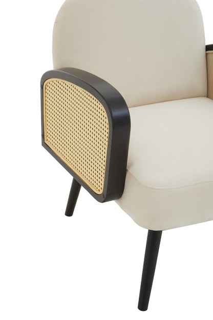 Ballo Cream Velvet and Rattan Armchair