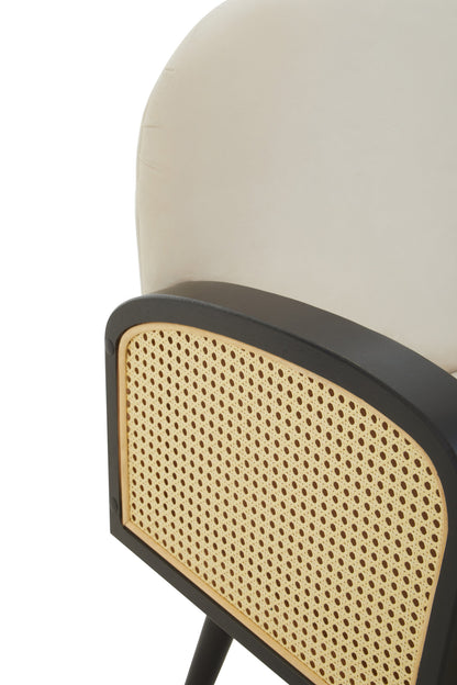 Ballo Cream Velvet and Rattan Armchair
