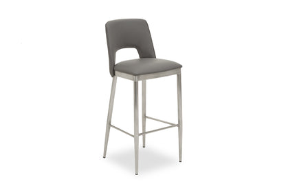 Anton Grey Leather Effect Modern Bar Chair