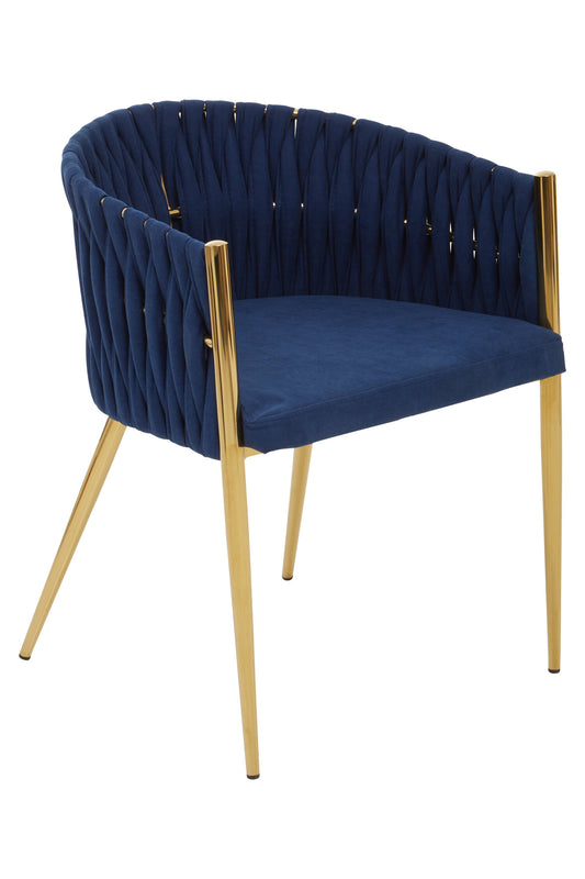 Phoebe Blue Dining Chair With Woven Back